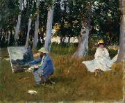 John Singer Sargent Claude Monet Painting by the Edge of a Wood France oil painting artist